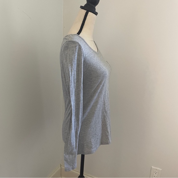 Zoey & Beth Long Sleeve T-Shirt Medium Gray Roll Tab Round‎ Neck Fall Basic Tee - Picture 2 of 10